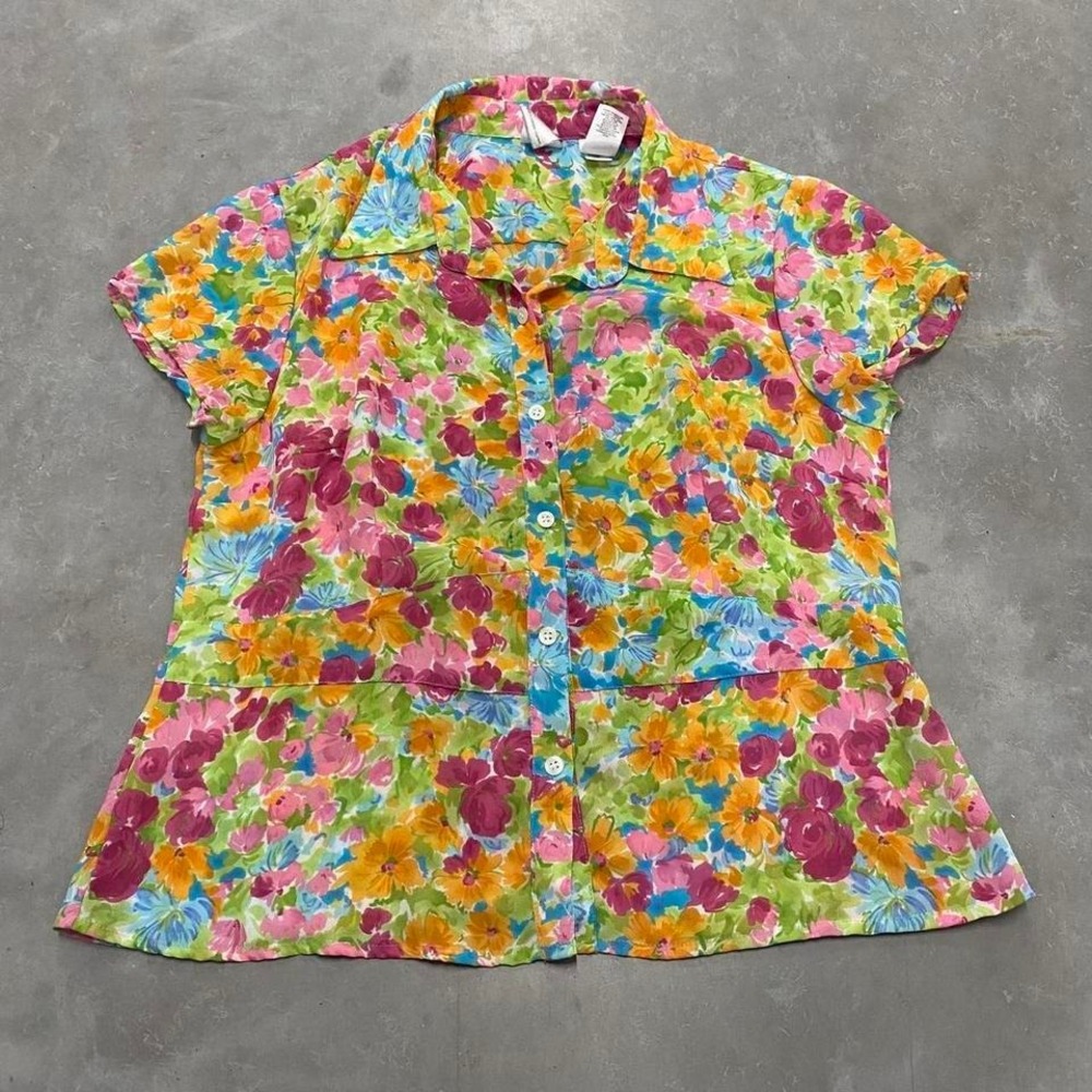 Vintage 90s y2k floral button up shirt Size L Victorias Secret